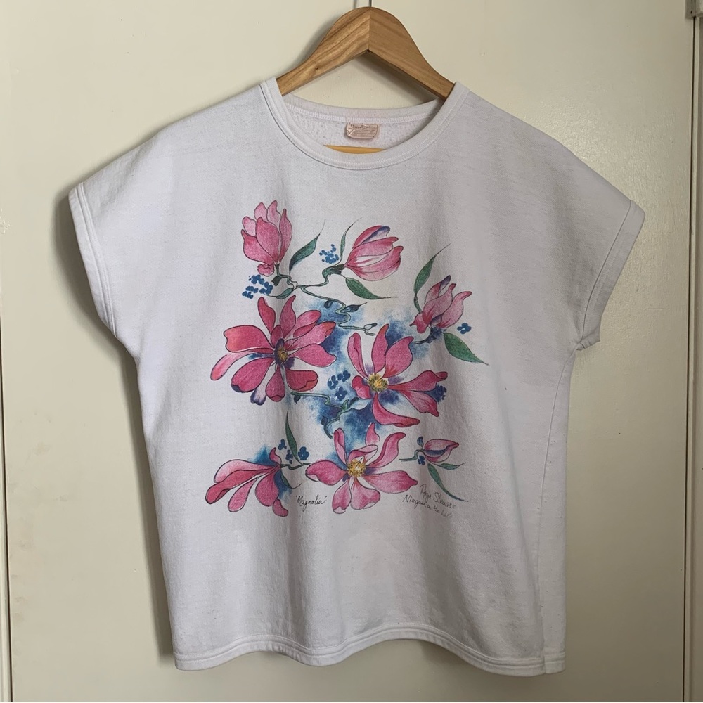 Vintage Specialty House Floral Short Sleeve Sweatshirt Painted Angie Strauss